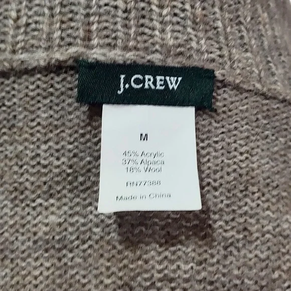 J. Crew Alpaca Blend Cardigan Sweater‎ Open Front Beige Brown Cozy Layering - M - Picture 8 of 9
